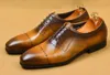 Kledingschoenen sipriks heren echt lederen Italiaans handgemaakte blake vintage patina donkerbruine brogues oxfords elegant zwart 46