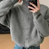 Retro Men Turtleeck Cardigan Stand Okoł luźny dzianinowy dzianinowy jesienna zima koreańska moda samotna moda męska