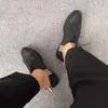 Sapatos de vestido 4-bar listra preto seixo bezerro longo-asa brogues negócios casuais tênis feitos à mão couro genuíno