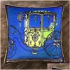 Coussin / oreiller décoratif de luxe 45x45cm cas ER avec pompon super doux Veet impression recto-verso signe de chariot cheval designer canapé Dhumq