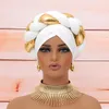 Vêtements ethniques Big Braids Turban Gele pour femmes Africain Wrap Head Bonnet Cross Front Turbans Prêt à porter Auto Geles Party Headpiece