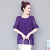 Women's Blouses High-grade Chiffon Shirt Female Summer Loose Belly Cover Thin Short Sleeve T-shirt Fat Sister Foreign Air Flounces Top