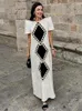 パーティードレス夏の印刷された幾何学刺繍バケーションドレス女性パッチワークルーズオルダムパッドとショルダーパッド女性ベシドス