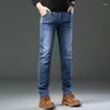 Männer Jeans Marke Frühling Herbst Gerade Bein Stretch Mid-taille Bequeme Baumwolle Denim Hosen Casual Hosen