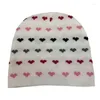 Berets Adult Beanie Winter Ear Protector Hat Teens Jacquard Heart Pattern Cycling