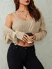 Women's Knits Autumn Winter Knit Cardigan Long Sleeve Open Front Knitwear Sweater With Cami Tops