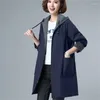 Kadın Ceketleri 2024 Bahar Ceket Uzun Kollu Palto Sıradan Gevşek Temel Ceket Kapşonlu Rüzgar Demeri Kadın Dış Giyim 6xl