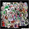 Autostickers 50 stks / set Gemengde film The Joker Cartoon Motor Reizen Lage Telefoon Gitaar Koelkast Laptop Pvc Waterdicht Speelgoedsticker Dr Dhklm