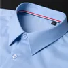 Moda masculina camisas de vestido de fibra de bambu para homem camisa de manga comprida branco azul clássico masculino trabalho de escritório social 240119