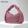 Xiyuan Pink Gold Rhinestones Torby do damskiej stylowej torby wieczorowej Crystal damska torebka samica błyszcząca imprezowa torba na ramię 240125