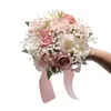 Fiori decorativi Bouquet romantico Sposa Bouquet da sposa Damigella d'onore Matrimoni artificiali all'aperto Germogli Po per interni/esterni