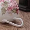 Tasses en céramique créatives avec cuillère, plateau, petit déjeuner, lait, café, verres à thé, fournitures de Bar de cuisine, cadeaux de mariage