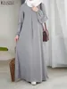 Etnische kleding ZANZEA Mode Moslim Abaya Hijab Jurk Vrouwen Casual Pailletten Zonnejurk Effen Feestvakantie Vestido Lange Mouw Islamitisch