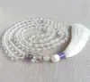 8mm Clear Quartz 108 Mala Boncuklar Budist Meditasyon Kolye Dua Boncukları Japa Mala Tassel Kolye İyileştirici Takı Hediyesi8373477