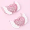 Accessori per capelli Oaoleer 2 pz/set Cute Glitter Love Wings Forcina per bambini Ragazze Red Lip Bow Clips Copricapo per bambini
