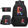 Rugzak 26 Engels Alfabet Print Schooltassen Voor Tienermeisjes Jongens Bagpack Sets Paars Abstract Cartoon Rugzakken Tieners