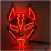 Party-Masken Halloween-Fuchs-Maske Cosplay LED-Glühen japanische Farbe Neonlicht El im dunklen Club Requisiten FY0276 Drop Lieferung Home Garde Dhxi9