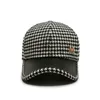 Kulkapslar hatt höst vinter svart justerbar metall spänne pu läder grim hundstoth baseball cap ansikte koreansk stil