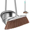 Broom and Dustpan Set with Long Handle Heavy Duty Stainless Steel Space Saving Combo Sweeper 240123