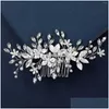 Barrettes à cheveux Barrettes Peignes de mariée Épingles à cheveux à fleurs faites à la main Côté strass Coiffe Perle artificielle Bijoux Accessoires Livraison directe Ot6Of