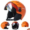 Equipaggiamento protettivo Moon Casco da sci professionale Halfered Integralmente stampato Sport Uomo Donna Sci da neve Caschi da snowboard con occhiali Vis Otu8M