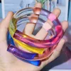 Handmade Candy Color Irregular Acrylic Resin Open Bangles Hand Jewelry for Women Transparent Geometric Adjustable Cuff Bracelet 240125