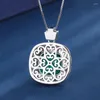 Pendant Necklaces Square Green Crystals Necklace For Women Jewelry Making Wedding Dress Accessory Virgin Girls Friends Gift Vintage