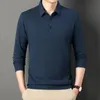 Mode Männer Business Solide Polo Shirts Frühling Herbst Baumwolle Langarm Taste Revers Männliche Kleidung Lose Beiläufige T-shirt Tops 240202