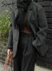 Syiwidii Blazer di lana vintage grigio per donna Autunno Inverno Giacca da donna a maniche lunghe da ufficio Y2k Cappotti casual oversize 240202
