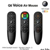 PCリモートコントロールQ6 Pro Voice Control 2.4GワイヤレスエアマウスジャイロスコープIR Android TV Box H96 X96 Max Plus Mini Drop De Otkam