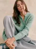 Cardigan tricoté à col rond mélangé en alpaga pour femme, tricot, début du printemps, 2024