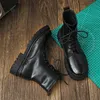 Classic Unisex s Boots Waterproof Fur Black High Top Smooth PU Leather Man Mens Motocyle Boots Shoeshh5 240126