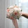 Fiori decorativi Bouquet romantico Sposa Bouquet da sposa Damigella d'onore Matrimoni artificiali all'aperto Germogli Po per interni/esterni