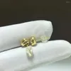 Orecchini a bottone Geoki in oro giallo 18 carati totale 1 ct taglio perfetto rotondo test del diamante superato D colore Moissanite gioielli di lusso da sposa