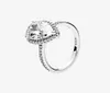 Grote CZ diamanten trouwring Dames Meisjes Verlovingssieraden met box set voor Sterling Zilver Sparkling Teardrop Halo Ring8077459