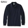 250gsm 8,8 унций GAAJ Марка Мужская рубашка-поло с длинным рукавом 100% хлопок Тяжелая повседневная деловая одежда Твердые рубашки-поло Top Man 240126