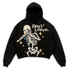 Skull Print Retro Hoodie Women High Street Trend gotycka bluza Y2K SWEATER INS LUSE Para Street Hooded Bluza Mężczyzna 240126