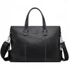 Porte-documents King Briefcase Business Simplicity Sac à main pour hommes en cuir véritable grande capacité épaule ordinateur messager sac