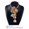 Choker Trendy Handmade Copper Flower Necklace Fashion Gold Color Jewelry Necklaces For Women Accessories Party Gifts