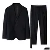 Mens Suits Blazers Coldker Jacket Pants 2 Pieces Set 2024 Fashion Casual Business Dress Groom Suit Coat Trousers Drop Delivery Apparel Otzxd