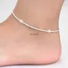 Anklety cienkie 925 Stłoczone srebrne lśniące łańcuchy Ankielet dla kobiet dziewczyny Przyjaciela bransoletka nóg nogi Boska Tobillera de Prata YQ240208