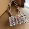 Pochette en acrylique avec corde ornée de cristaux et strass, sac à bandoulière de soirée en cristal pour femmes, sac de luxe transparent avec nœud de mariage, 240130