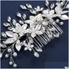 Barrettes à cheveux Barrettes Peignes de mariée Épingles à cheveux à fleurs faites à la main Côté strass Coiffe Perle artificielle Bijoux Accessoires Livraison directe Ot6Of