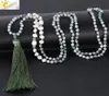 CSJA Irregular Pearl Beaded Necklace Mature Women Glass Crystal Beads Knot Rope Chain Necklaces Long Tassel Party Dress Jewelry S04363252