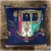 Coussin / oreiller décoratif de luxe 45x45cm cas ER avec pompon super doux Veet impression recto-verso signe de chariot cheval designer canapé Dhumq