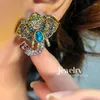 Set di orecchini per collana Set di gioielli vintage delicati con elefanti Accessori in cristallo colorato per donne Orecchini per collane multistrato alla moda