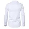 Men's Casual Shirts Shirt Retro Double-breasted Royal Style Stand Collar Long Sleeve Slim Fit Formal Breathable Mid Length Men & Blouses Top