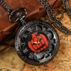 Pocket Watches Vintage Hollow Black Pumpkins Dial Quartz Necklace Watch Pendant Gifts for Men Women and Kids Clock