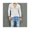 US Stock Fashion Men Casual Slim Fit Long Sleeve Deep Vneck Sexig skjorta Tshirts 240123