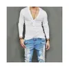 US Stock mode hommes décontracté coupe ajustée à manches longues col en V profond chemise Sexy t-shirts 240123